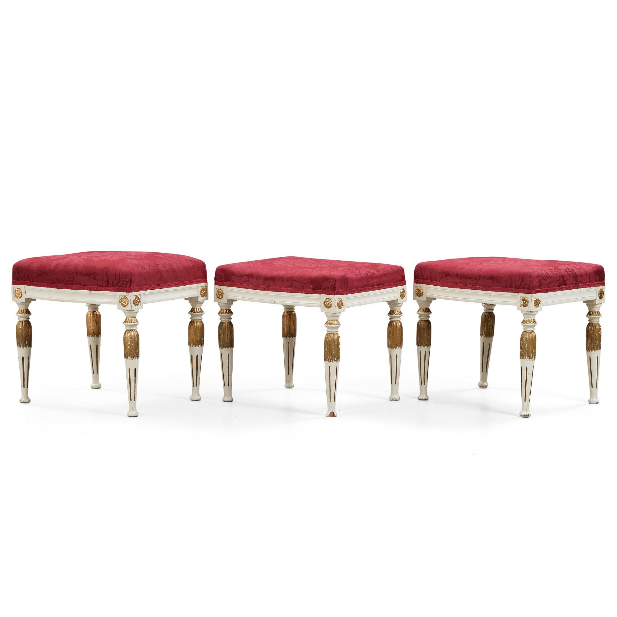 Three late Gustavian circa 1800 stools.
