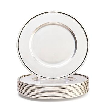 453. Atelier Borgila, a set of 12 sterling silver plates, Stockholm 1962.