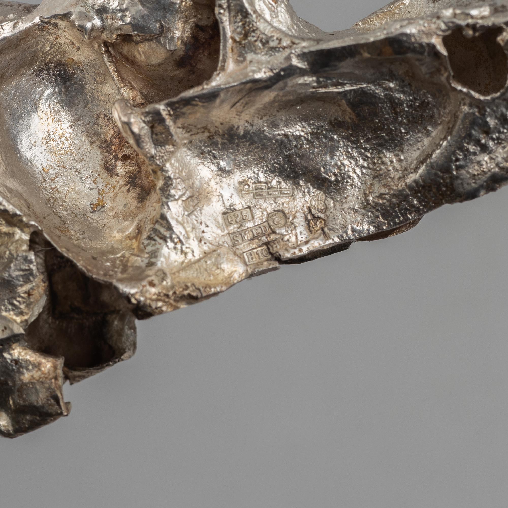 A sterling silver sculpture, mark of Lars Arby, Gothenburg, Sweden 1982.