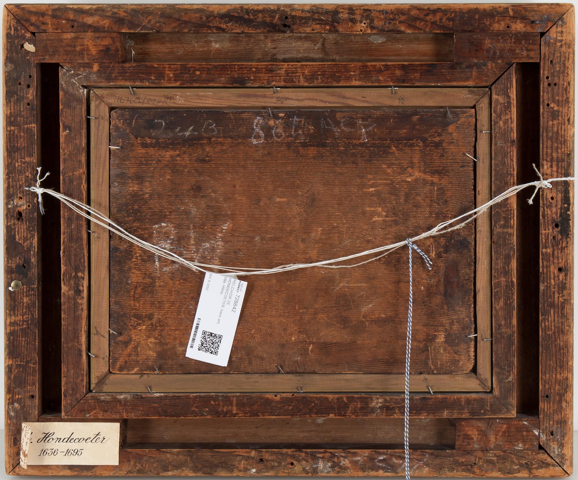 MELCHIOR DE HONDECOETER, hans art, olja på pannå.