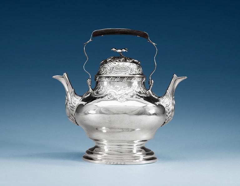 A SWEDISH SILVER DUBBLE SPOUTED TEA-POT, Makers mark of Anders Schotte, Uddevalla 1779.