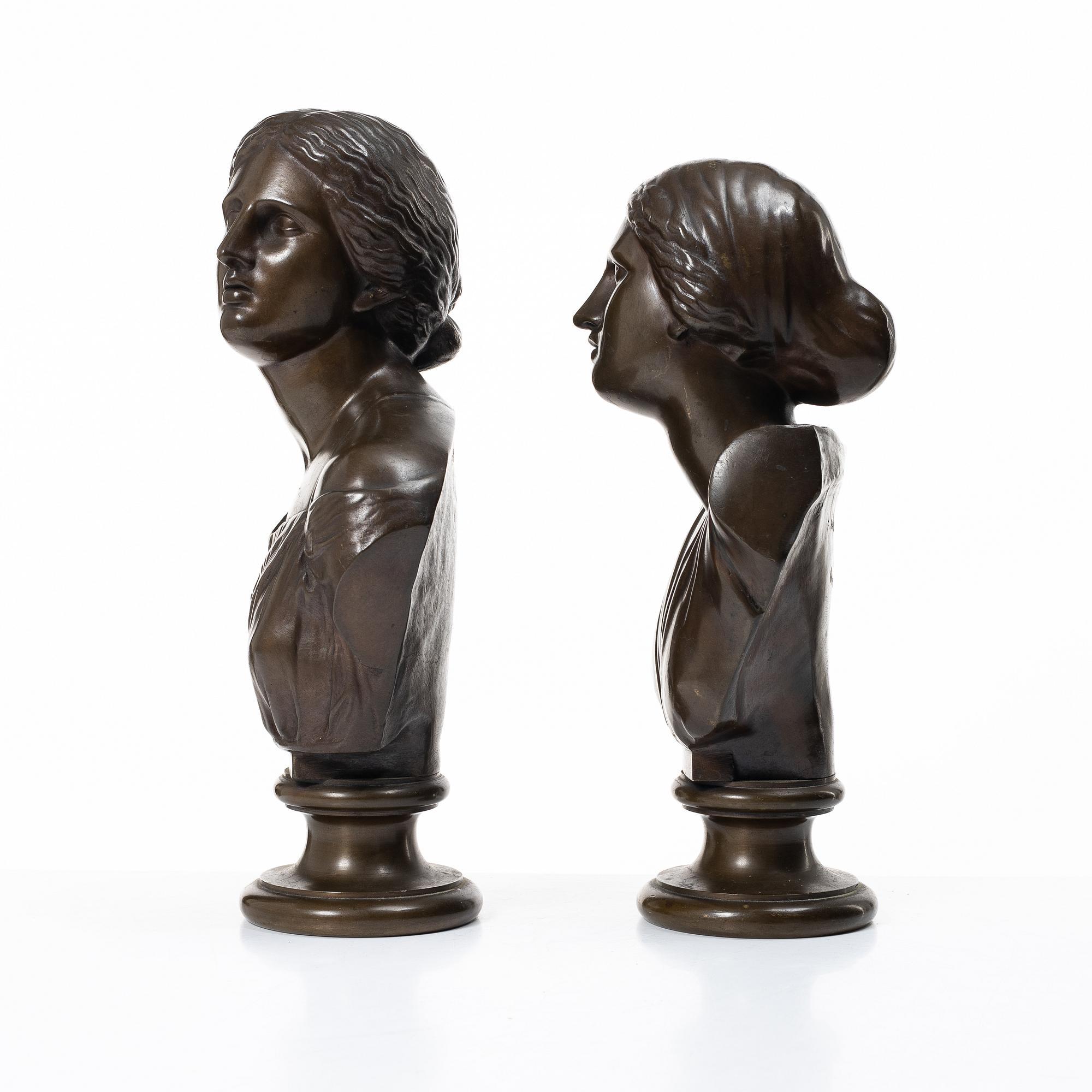 Ferdinand Barbedienne, Two busts, late 19th century.