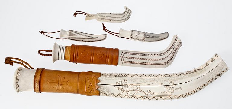 SAMEKNIVAR, 5 st, några sign, bla Thore Sunna.