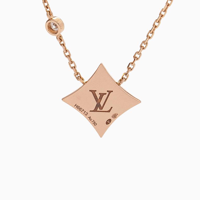 Louis Vuitton, an 18K rose gold "Color Blossom BB Star" necklace with pink mother-of-pearl and a brilliant-cut diamond.