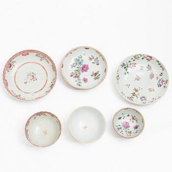 Parti koppar och fat, porslin, Kina, 1700-tal.