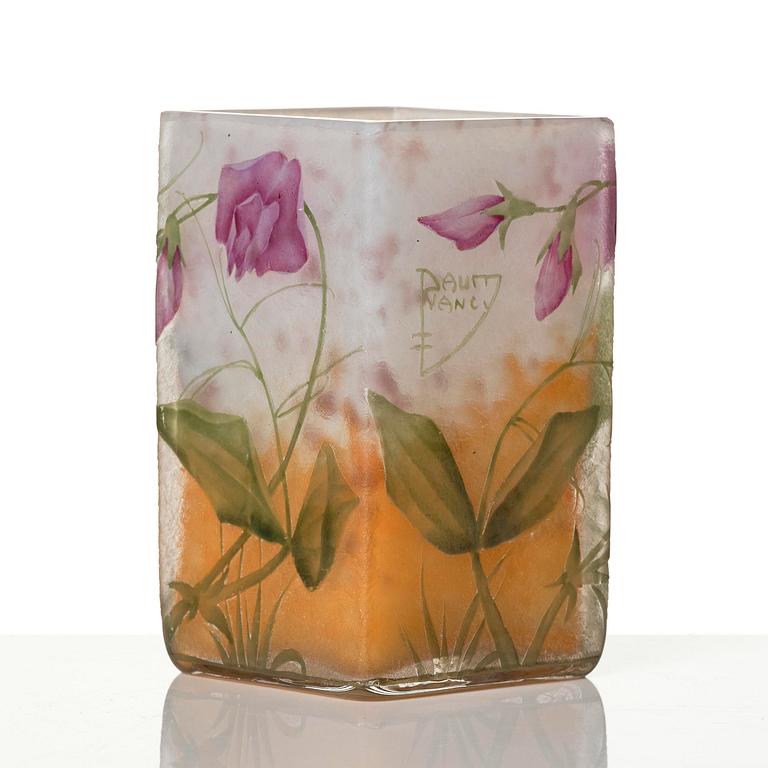 Daum Frères, a set of two Art Nouveau cameo glass vases, Nancy, France.