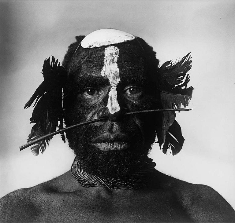 Irving Penn, "Tribesman with Nose Ornament (New Guinea, 1970)".