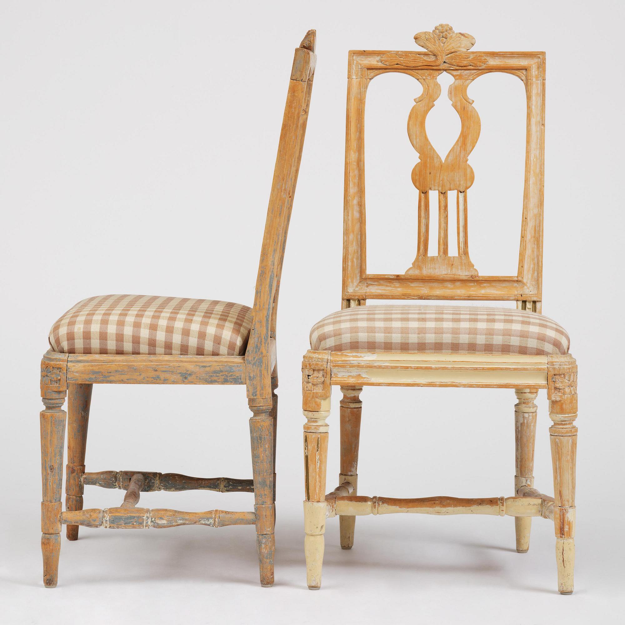 A set of six Gustavian chairs, late 18th century.
