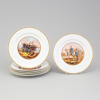 Six swedish porcelain plates, by Gustavsberg, early 20th century.