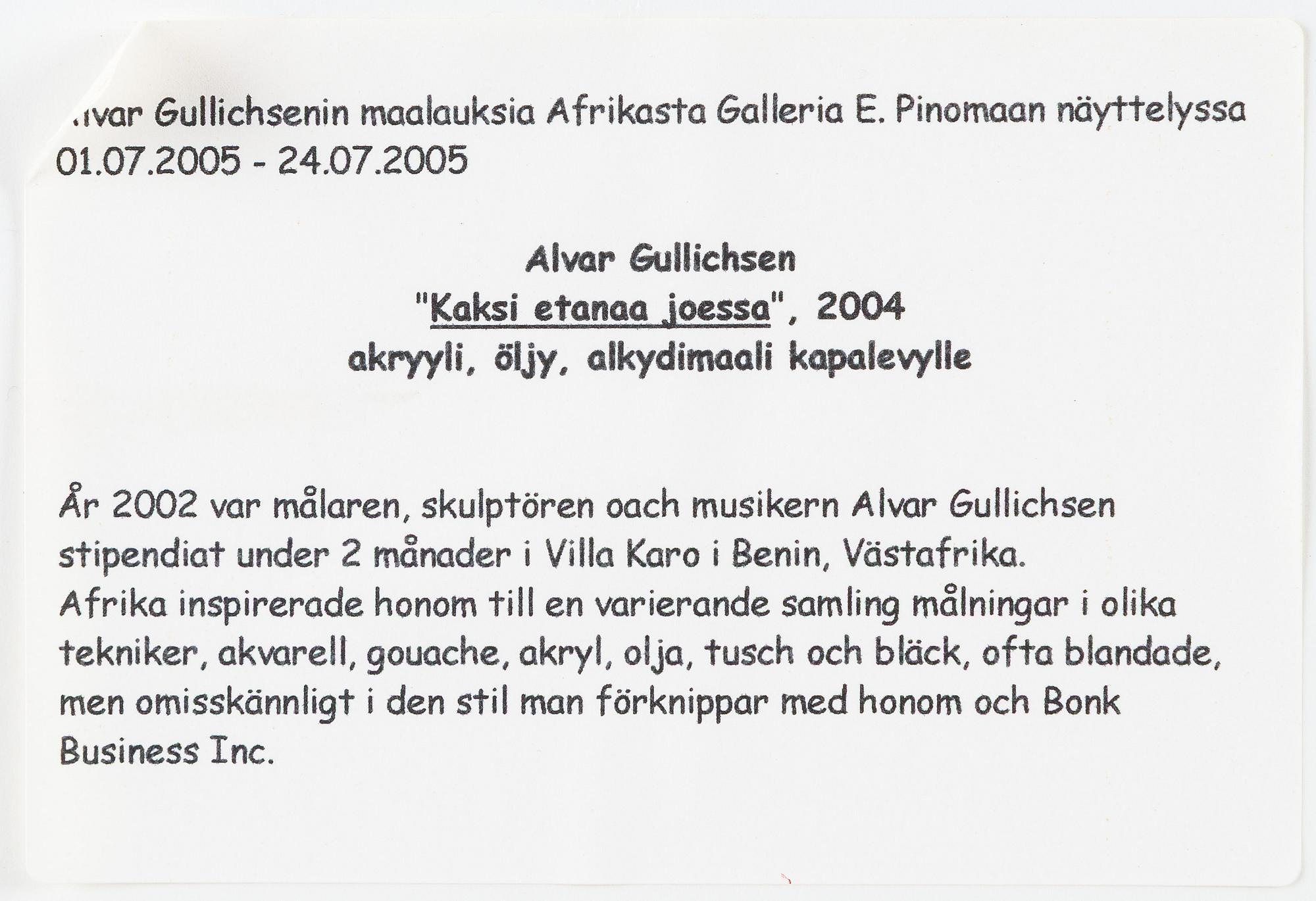 Alvar Gullichsen, "Kaksi etanaa joessa".