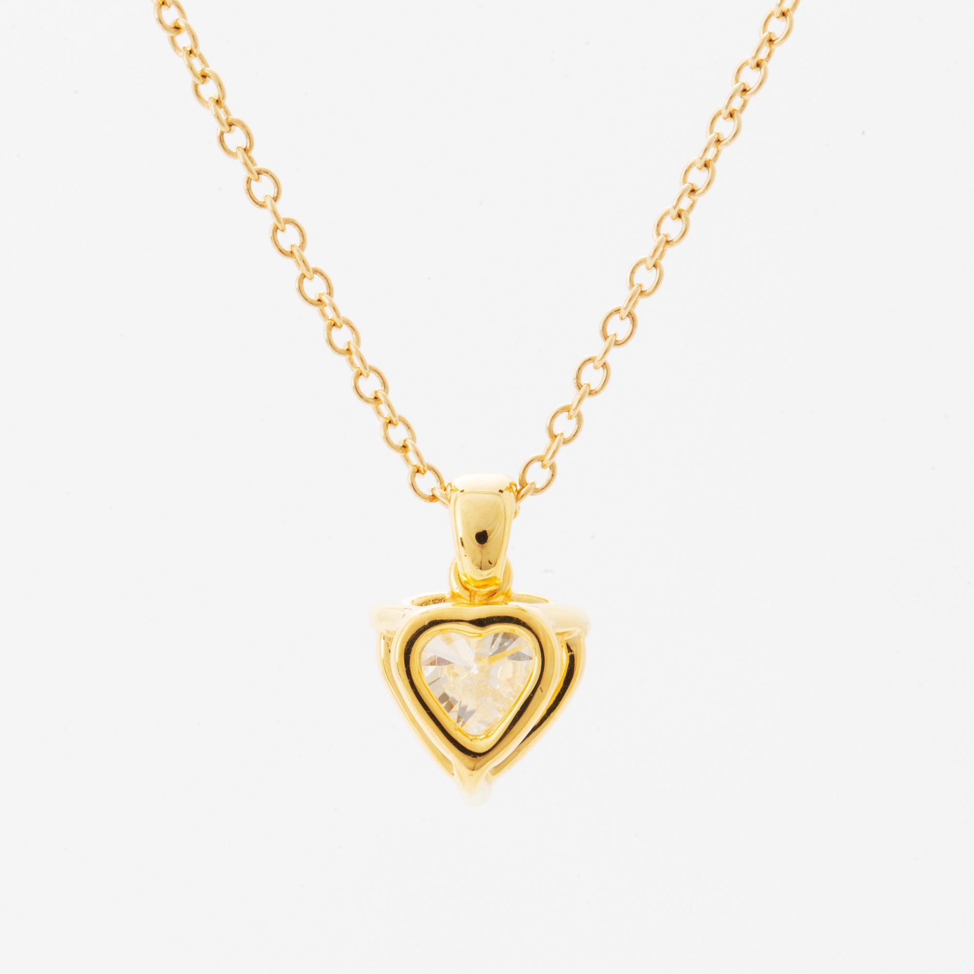 COLLIER med hjärtslipad diamant med certifikat GIA.