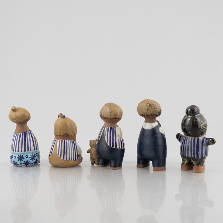 Lisa Larson, figuriner, 5 st, stengods, ur serien "Larsons ungar", Gustavsberg.