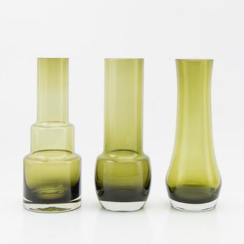 Tamara Aladin, Vases, 5 pcs, glass, Riihimäen Lasi, Finland, 1960s/70s.
