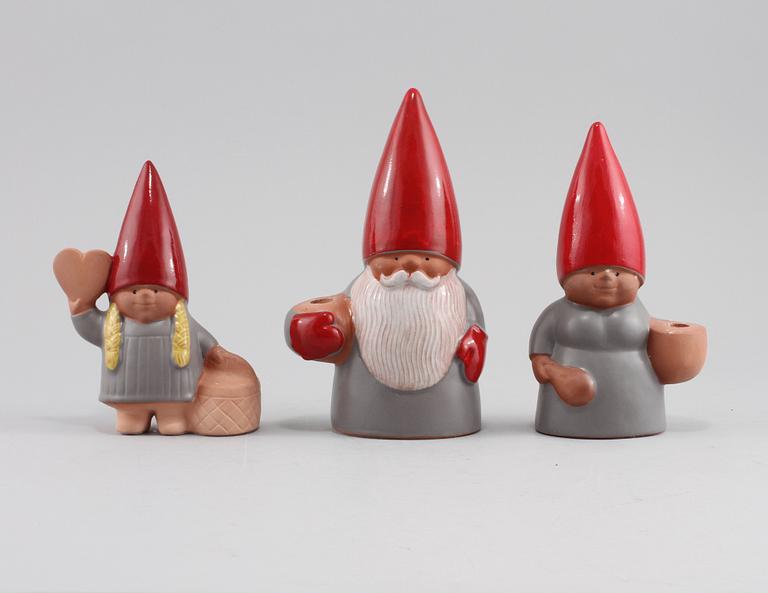 FIGURINER, 3 st, lergods, Lisa Larsson, Gustavsberg, 1900-talets andra hälft.