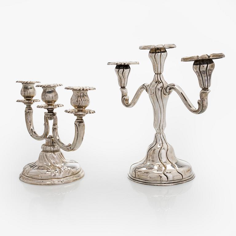 Two silver candelabra, Czechoslovakia, 1942-62.