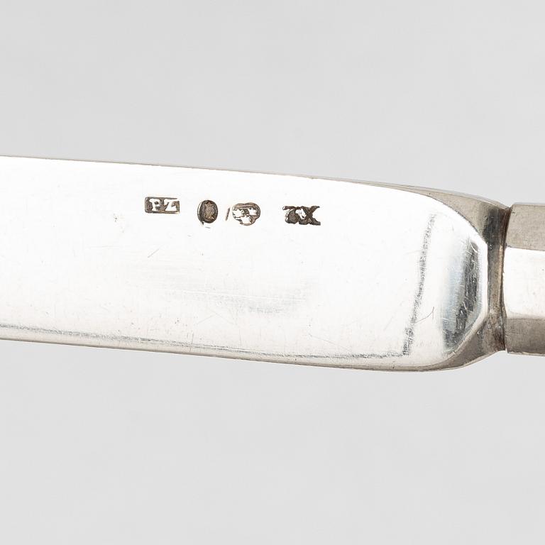 Pehr Zethelius, Knivar, 6 st, silver, Stockholm 1804.