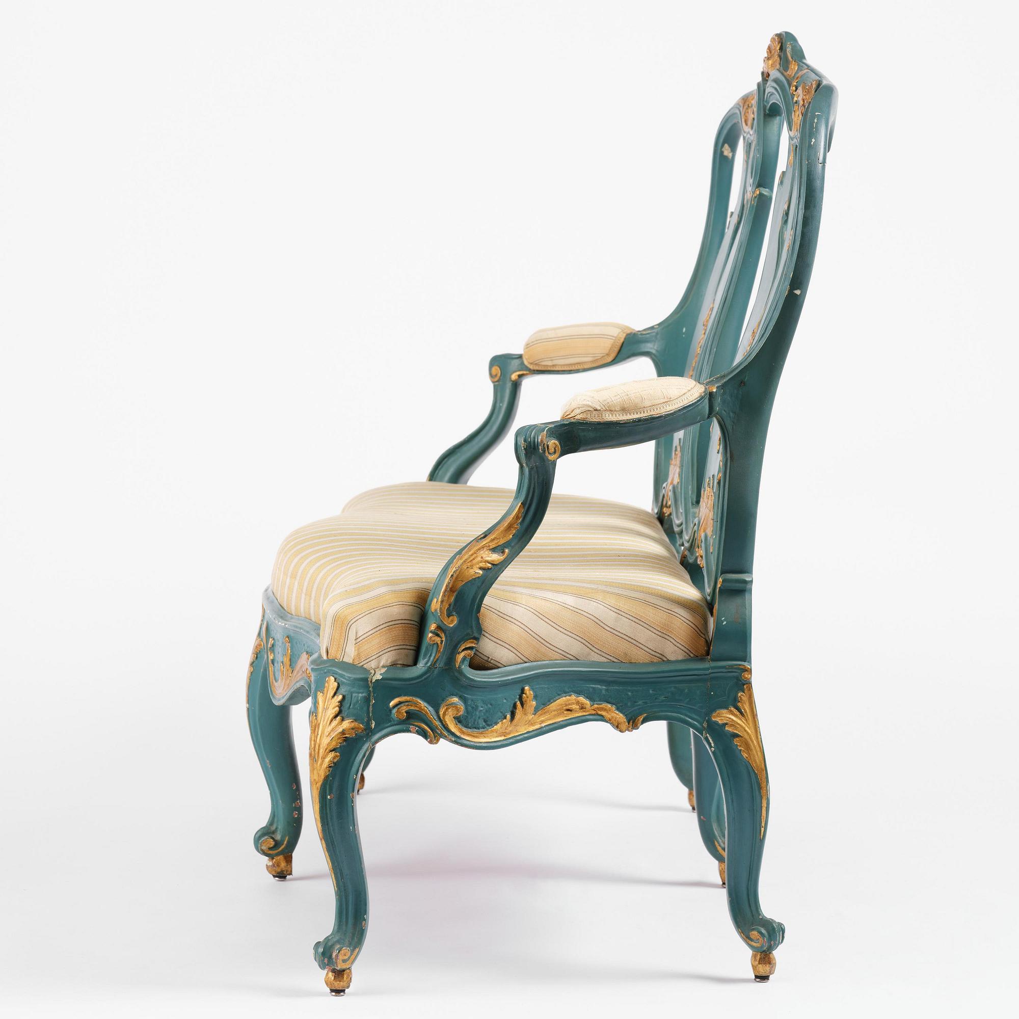 A Swedish carved rococo sofa by A. Thunberg (master in Stockholm 1756-91).