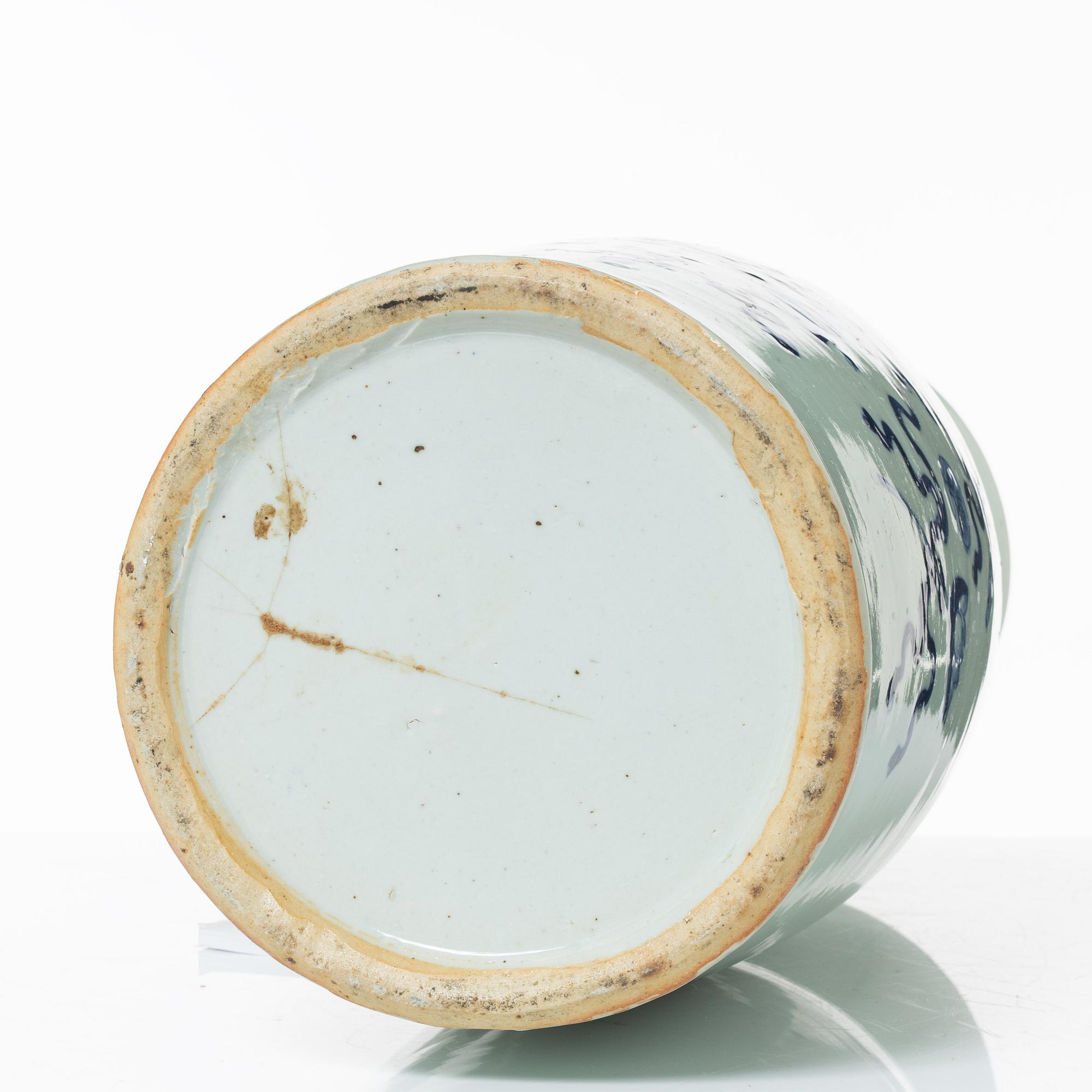 A large Chinese blue and white on celadon ground vase, early 20th century.
