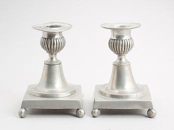 LJUSSTAKAR, 1 par, tenn, IP Fagerström, Kalmar 1844.