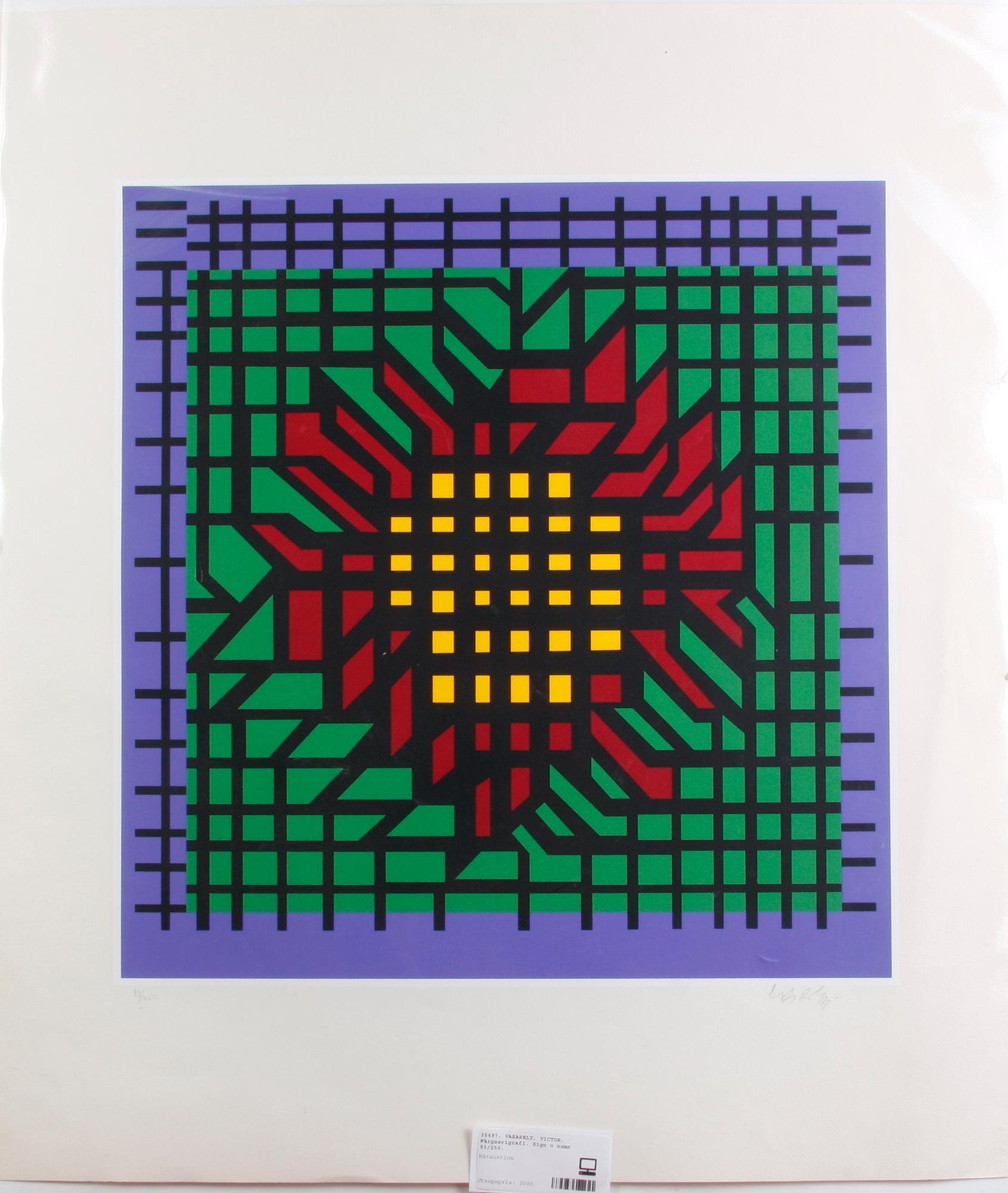 VASARELY, VICTOR. Färgserigrafi. Sign o numr 93/250.