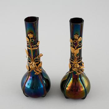 A pair of glass vases, early 20th century.