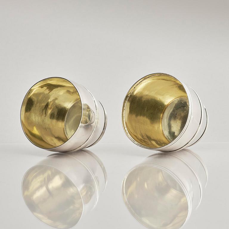 A Swedish 19th century double beaker, silver, marks of Peter Holmberg, Örebro 1854.