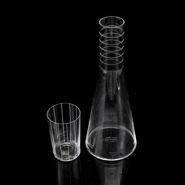 INGEGERD RÅMAN, karaff med glas, glas, Orrefors, signerade.