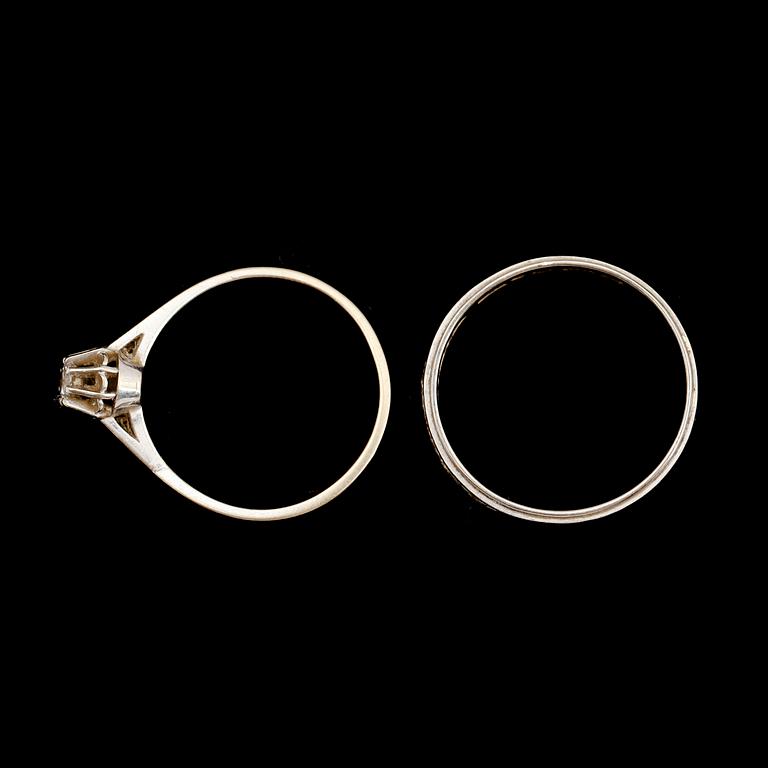 RINGAR, 2 st, 18 k vitguld med briljanter.