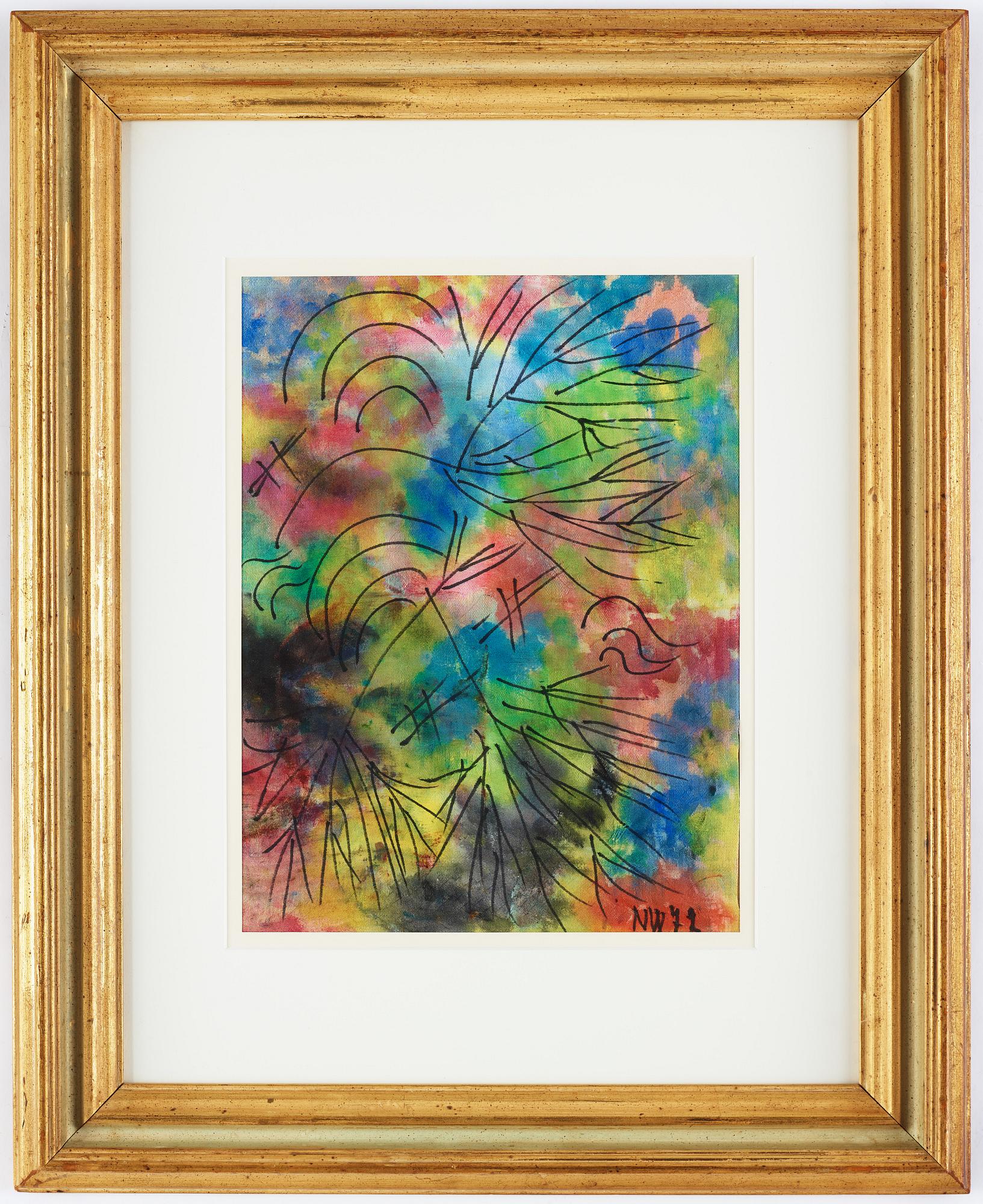 NELL WALDEN, mixed media on cloth, signed and dated -72.