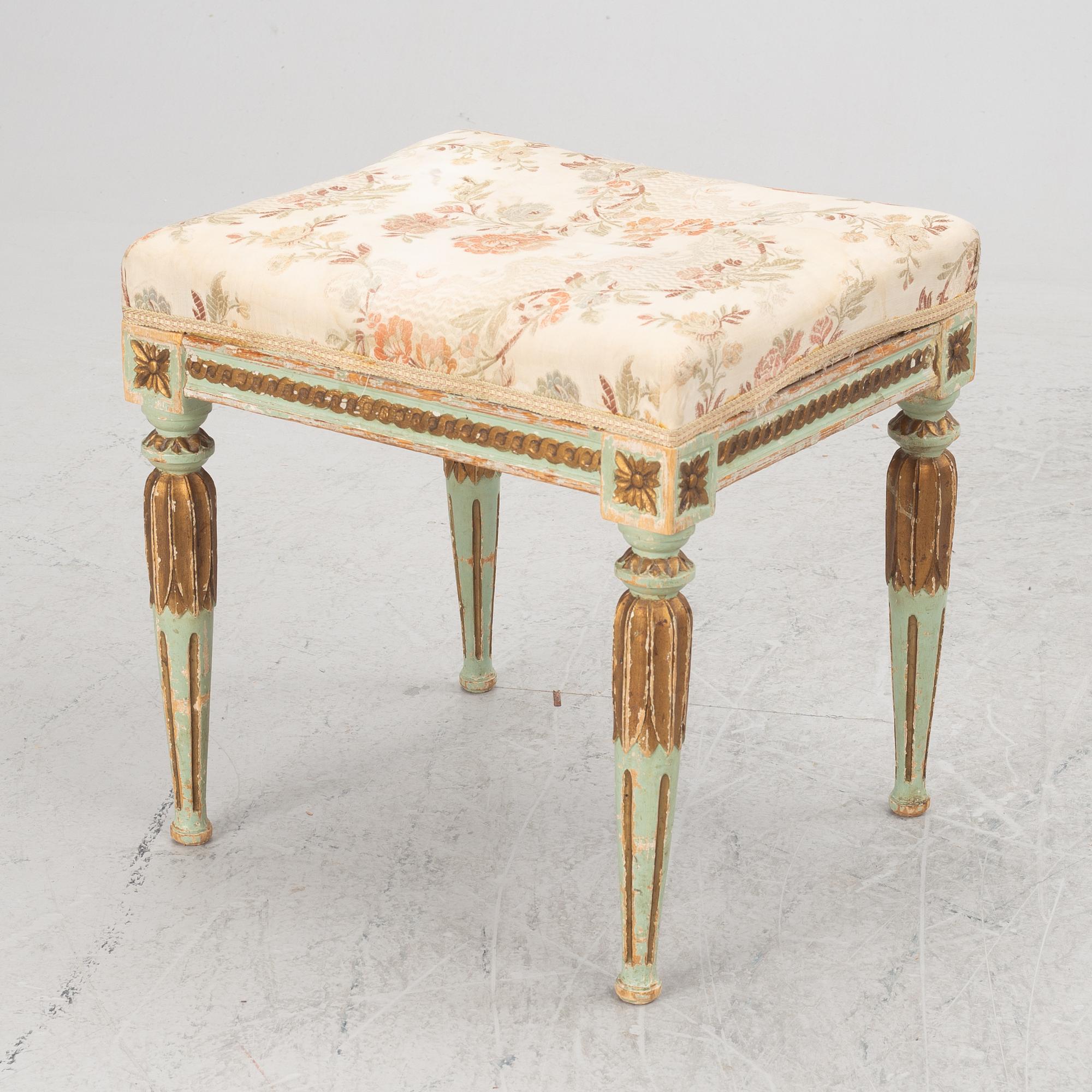 A Gustavian stool, Sweden, late 18th century.