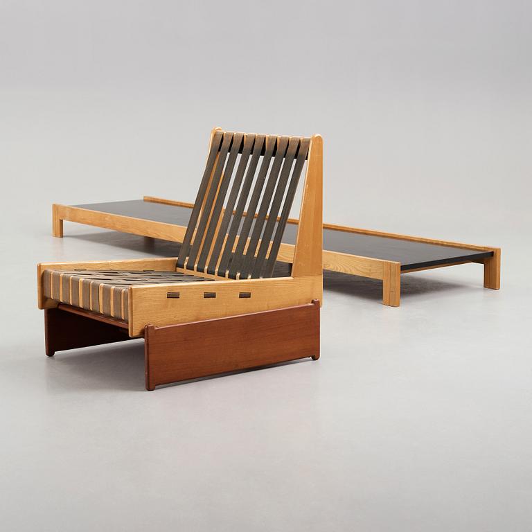 A Torsten Johansson bench with a chair and a table, A.J Iversen, Danmark 1953.