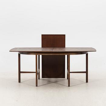 A table and four chairs in lacquered mahogany by David Rosén, "Triva-diné", middle of the 20th century.