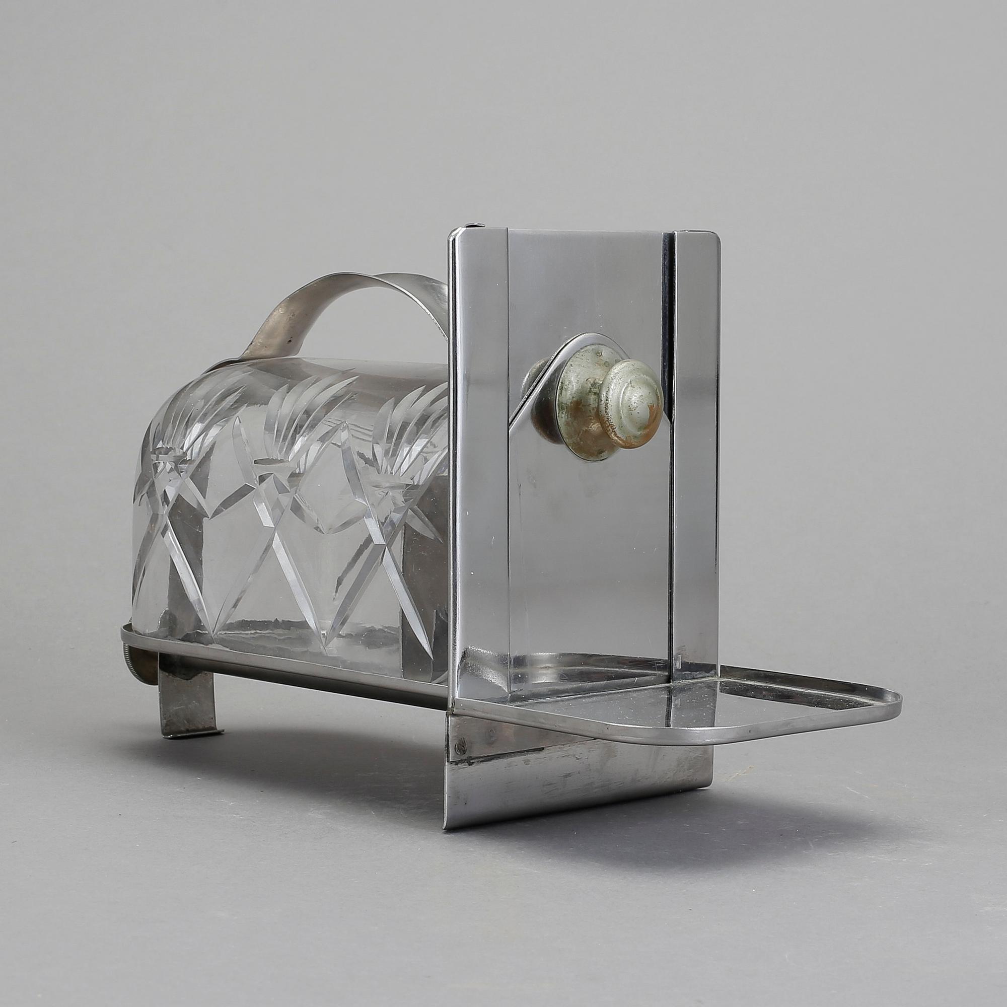 TRYFFELSKÄRARE, vitmetall och glas, 1940-tal.
