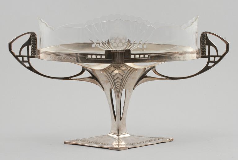 JARDINJÄR, nysilver, med glasinsats, 1910 talet.