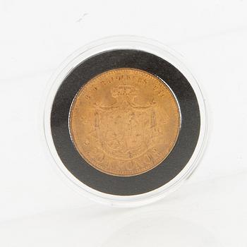Guldmynt Sverige, Oscar II 20 kr, 1876.