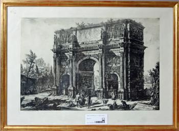 KOPPARSTICK, 2 st, efter Piranesi.