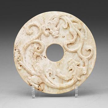 31. A carved stone bi disc, possible Han dynasty.