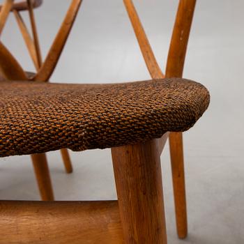 Henning Kjaernulf, chairs, 4 pcs, "model 225", for Bruno Hansen Denmark, 1960s.