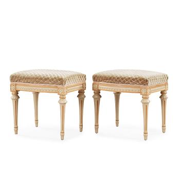 1407. A pair of Gustavian late 18th century stools by J. E. Höglander, master 1777.