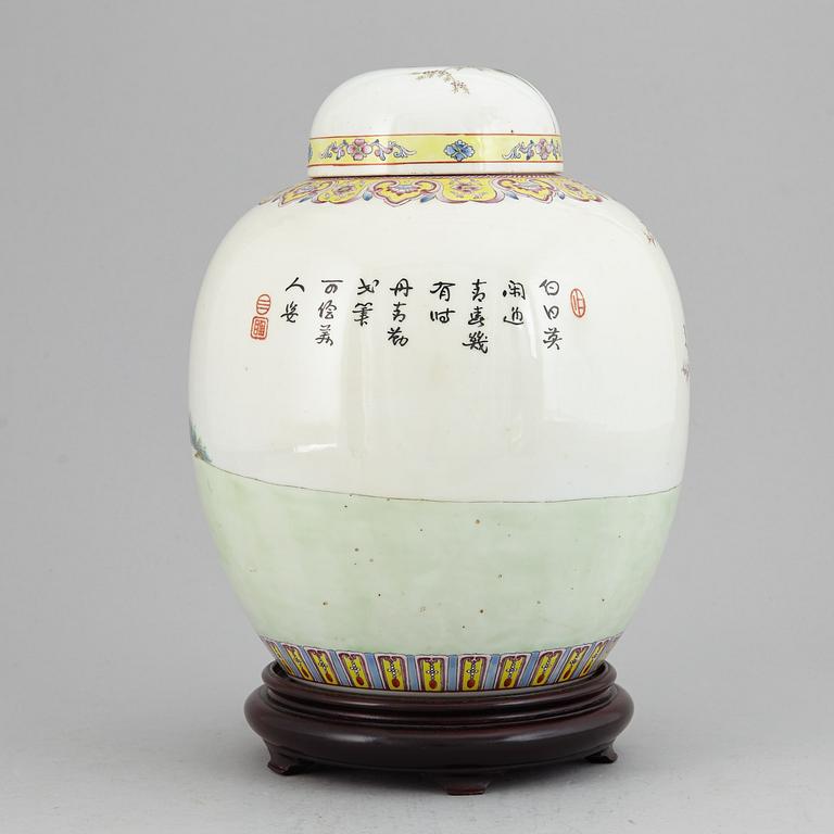A famille rose jar with cover, China, Republic style, 20th Century.