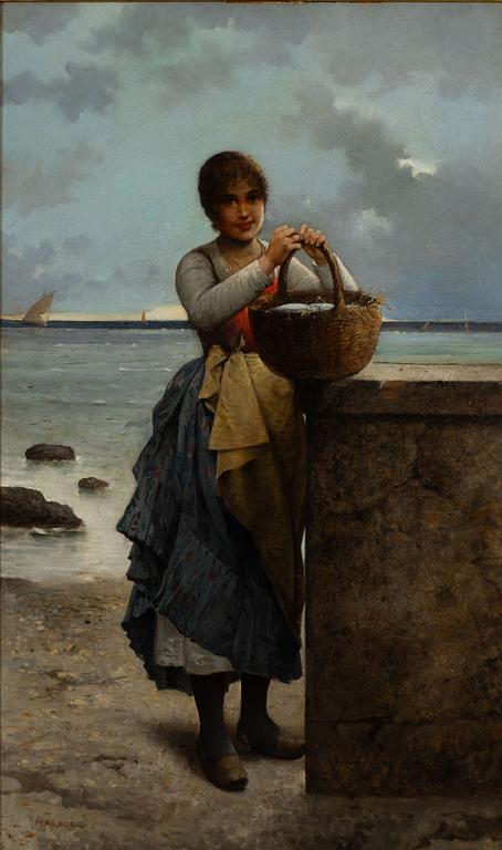 August Hagborg, Young Woman with the Day's Catch.
