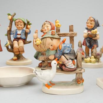 FIGURINER, 8 st, porslin, Hummel, Goebel, 1900-tal.