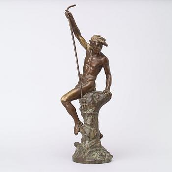 Ernest Justin Ferrand, efter. Brunpatinerad brons, höjd, "Le pêcheur de congres".