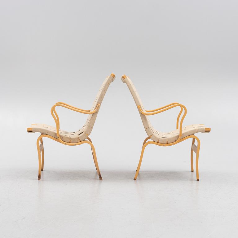 Bruno Mathsson, a pir of 'Eva' armchairs, Dux, late 20th century.