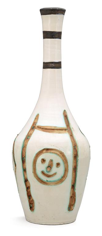 PABLO PICASSO, vas, "Bouteille gravée", Madoura, Vallauris, Frankrike 1954.