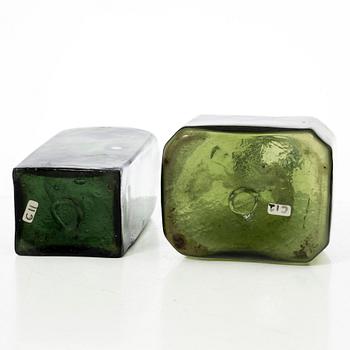 Bottles, 2 pcs, glass, 17th-18th century.