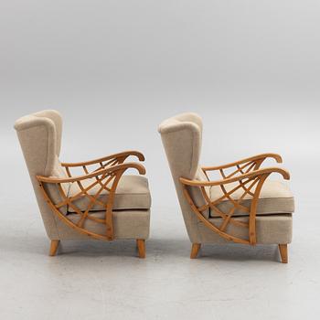 A pair of Swedish Modern armchairs, 1940's.