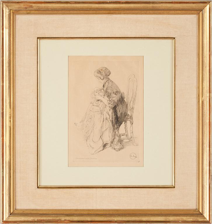 CARL LARSSON, etsning, signerad i plåten.