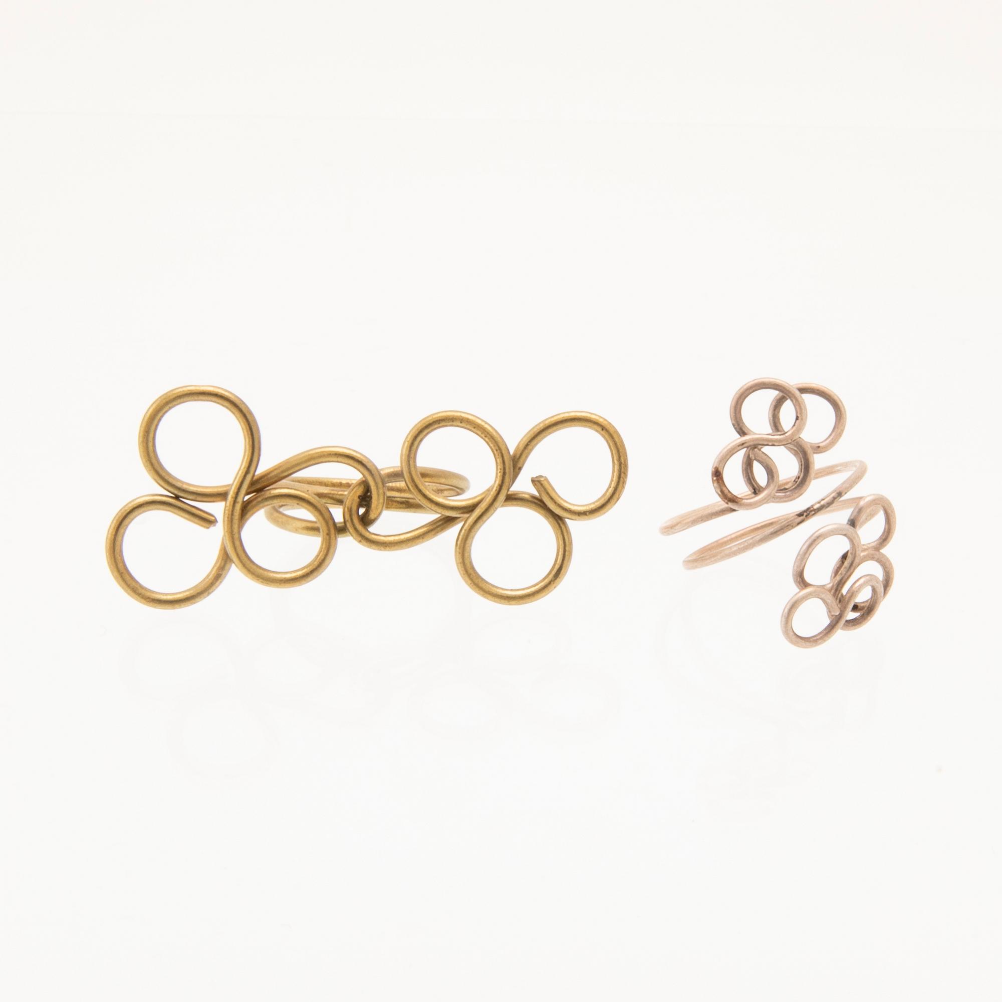 Berit Johansson, rings 5 pcs brass and white metal.