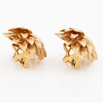 Earrings, 18K gold in the form of leaves.